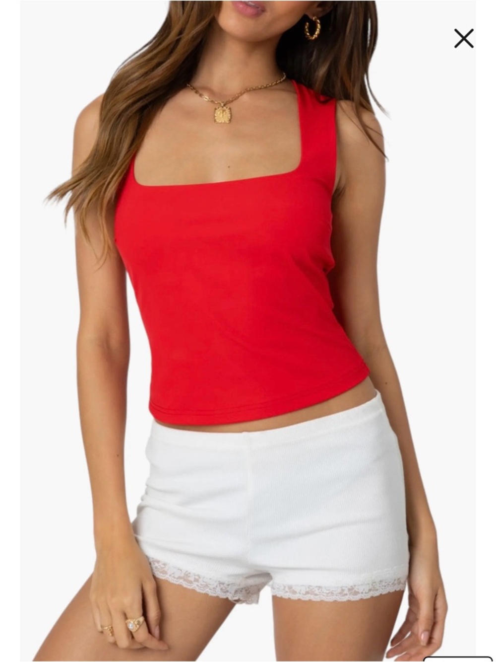 Edikted  NWOT Bright Red Essy Square Neck Top